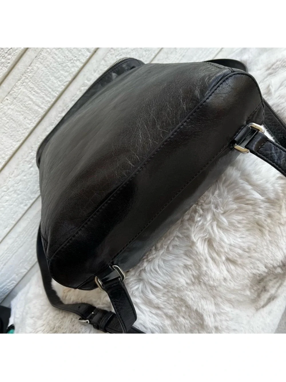 MICHAEL KORS Lisbeth Sable Tribeca Quinn Backpack Shoulder Bag Black Leather